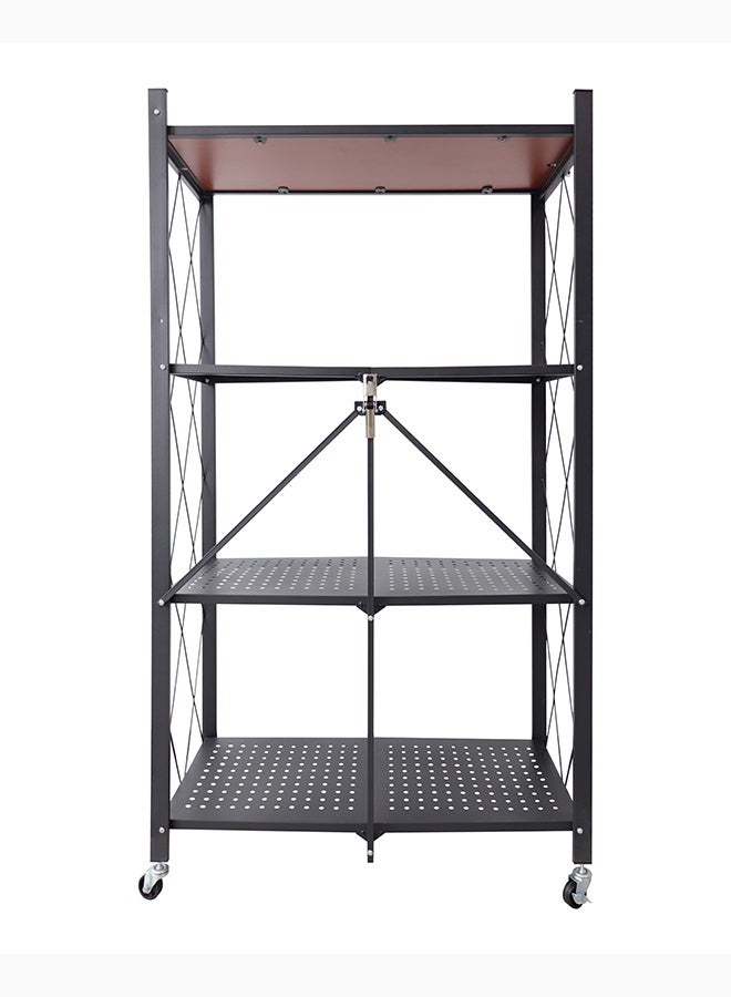 ايست من نون رفوف تخزين قابلة للطي أربع طبقات سميكة مع عجلات، بدون تجميع، سعة كبيرة، وحدة رفوف معدنية قوية على عربة متحركة للمطبخ والقبو والمخزن - أسود، 68x34.8x119 سم - Image 4